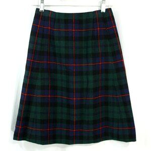 Vintage Madison Plaid Tartan Preppy Tab Waist A Line Wool Mini Skirt S 1960s